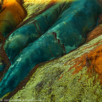 Buy canvas prints of Aerial of colored rock formations in glacial Landmannalaugar  by Spotmatik 