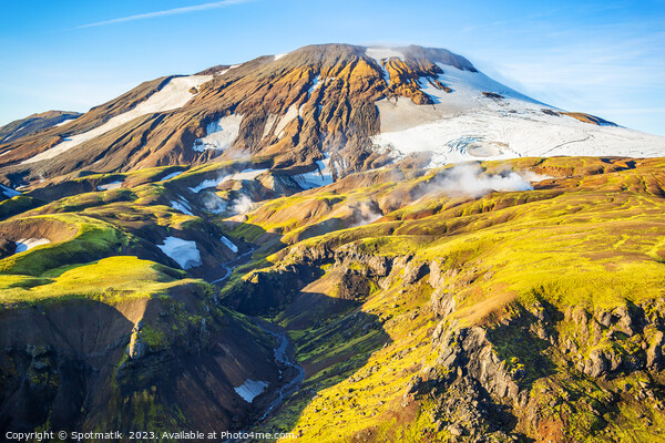 Aerial Landmannalaugar Iceland venting hot steam from fissures  Picture Board by Spotmatik 