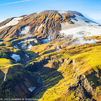 Buy canvas prints of Aerial Landmannalaugar Iceland venting hot steam from fissures  by Spotmatik 