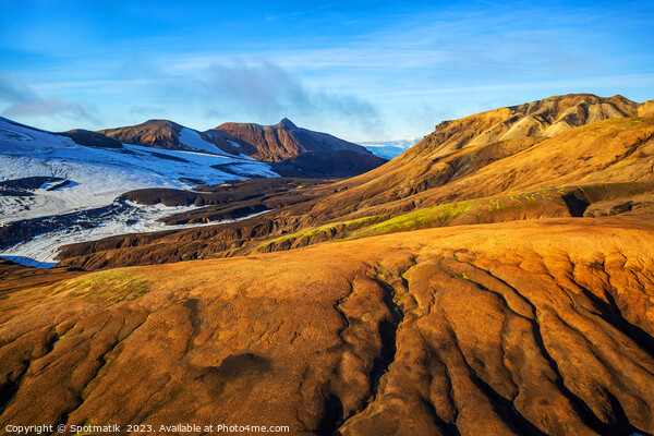 Aerial view of Icelandic volcanic landscape Picture Board by Spotmatik 