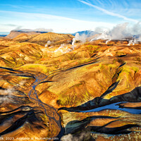 Buy canvas prints of Aerial view of volcanic hot springs Iceland Europe by Spotmatik 