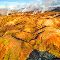 Buy canvas prints of Aerial of hot springs Iceland volcanic Landscape Landmannalaugar by Spotmatik 