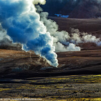 Buy canvas prints of Aerial steam rising from open volcanic fissures Iceland by Spotmatik 
