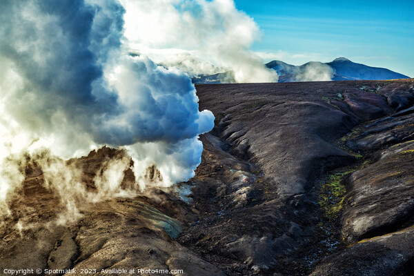 Aerial view of volcanic natural hot steam venting  Picture Board by Spotmatik 