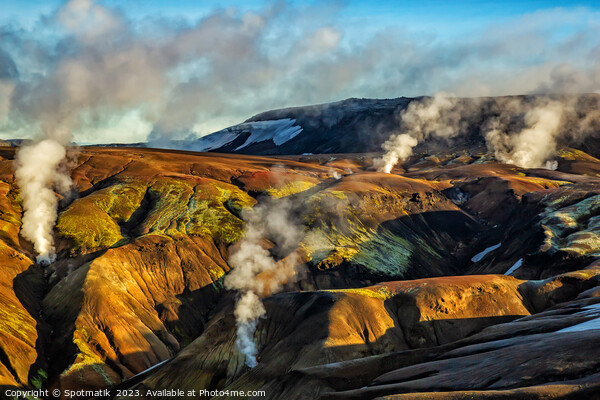 Aerial volcanic hot springs Iceland travel tourism Europe Picture Board by Spotmatik 