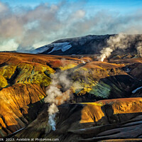 Buy canvas prints of Aerial volcanic hot springs Iceland travel tourism Europe by Spotmatik 