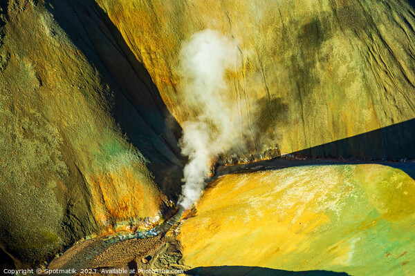 Aerial view of Icelandic natural hot spring Landmannalaugar  Picture Board by Spotmatik 