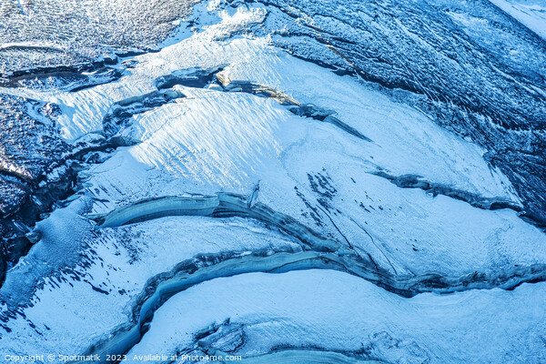 Aerial Icelandic volcanic frozen glacial river meltwater Europe Picture Board by Spotmatik 