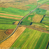 Buy canvas prints of Aerial view of Icelandic agricultural farming crops Europe by Spotmatik 
