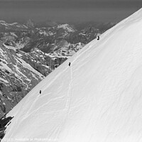 Buy canvas prints of Aerial Switzerland mountain team climbing snow face Europe by Spotmatik 