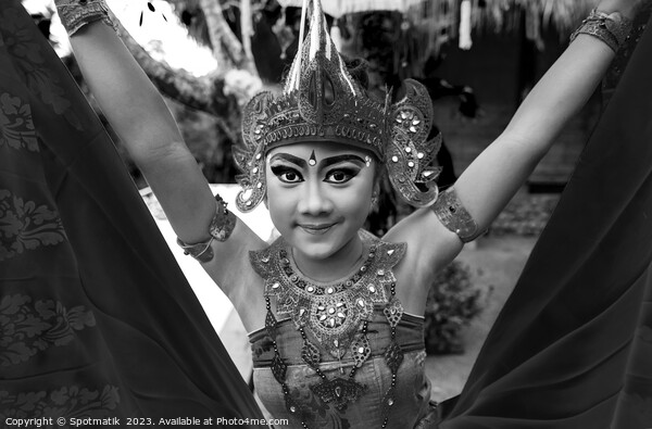 Balinese female dancer performing Ceremonial traditional dance Picture Board by Spotmatik 