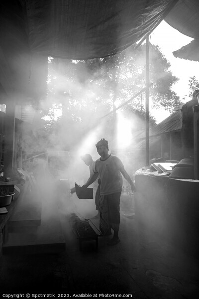 Indonesian outdoors Balinese traditional village cooking for wed Picture Board by Spotmatik 