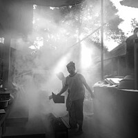 Buy canvas prints of Indonesian outdoors Balinese traditional village cooking for wed by Spotmatik 