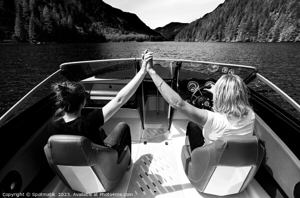Vancouver Caucasian females out celebrating in powerboat Canada Picture Board by Spotmatik 