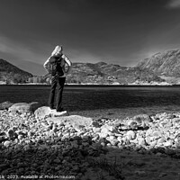 Buy canvas prints of Norway female admiring scenic beauty of Norwegian fjord  by Spotmatik 