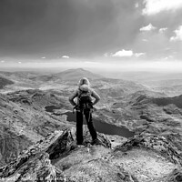 Buy canvas prints of Wales young Caucasian female hiker outdoor Snowdonia by Spotmatik 