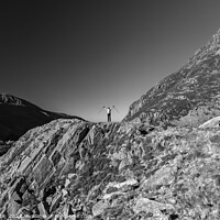 Buy canvas prints of Scenic views across Snowdonia for happy female hiker by Spotmatik 