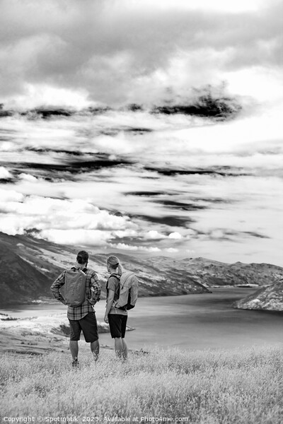 New Zealand Male female hikers trekking The Remarkables Picture Board by Spotmatik 