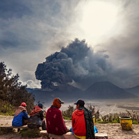 Buy canvas prints of People viewing volcanic activity Mt Bromo Java Indonesian by Spotmatik 