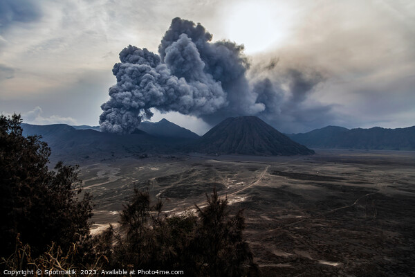Indonesia ash cloud from active Mount Bromo volcano  Picture Board by Spotmatik 