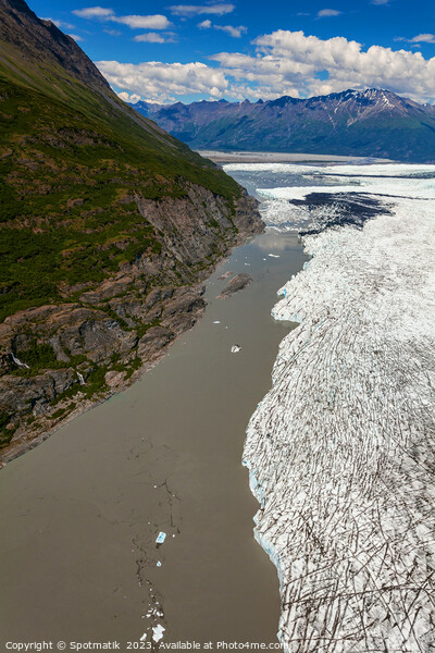 Aerial Alaska view Knik glacier Chugach Mountains USA Picture Board by Spotmatik 