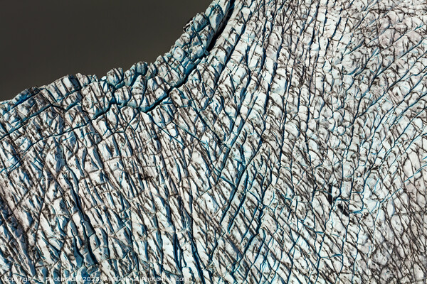 Aerial view ice crevasses frozen glacier Alaska USA Picture Board by Spotmatik 