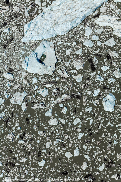 Aerial view ice flows broken from glacier Alaska Picture Board by Spotmatik 