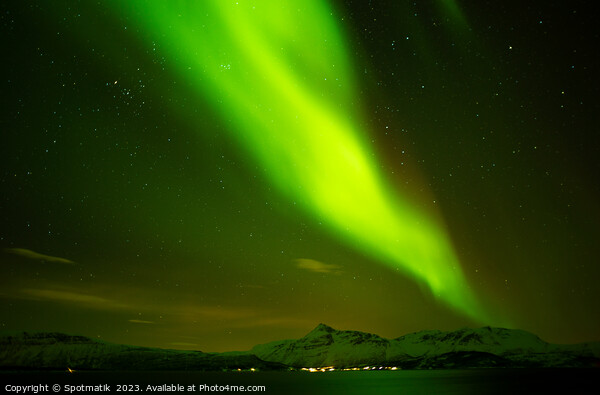 Northern Polar Lights in night sky Norway Scandinavia Picture Board by Spotmatik 
