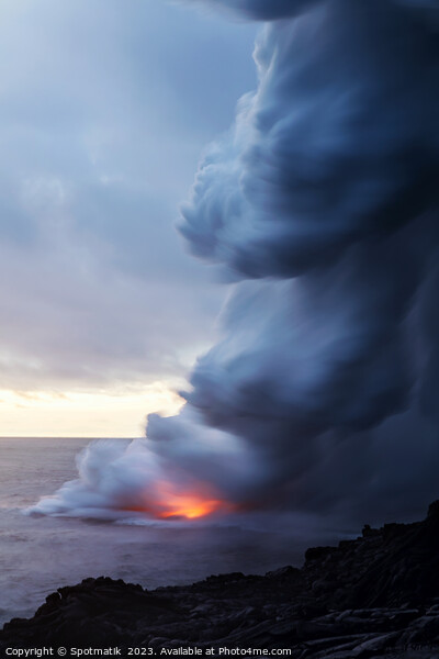 Molten hot magma flowing seaward from Kilauea Hawaii Picture Board by Spotmatik 