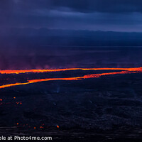 Buy canvas prints of Aerial Panoramic Iceland  molten lava flowing from fissure  by Spotmatik 