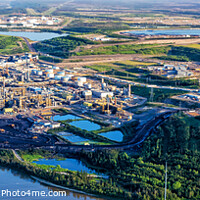 Buy canvas prints of Aerial Panorama Canadian Oil Refinery Athabasca river Alberta by Spotmatik 