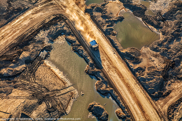 Aerial giant dump trucks Athabasca Tar sand site  Picture Board by Spotmatik 