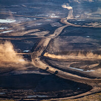 Buy canvas prints of Aerial view Petroleum Industrial oil mining site Alberta  by Spotmatik 