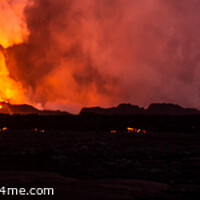 Buy canvas prints of Aerial Panoramic view of active Icelandic volcanic eruptions by Spotmatik 