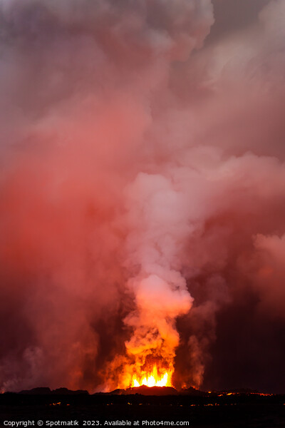 Aerial toxic smoke and fire volcanic eruption Iceland Picture Board by Spotmatik 
