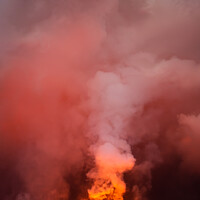 Buy canvas prints of Aerial toxic smoke and fire volcanic eruption Iceland by Spotmatik 