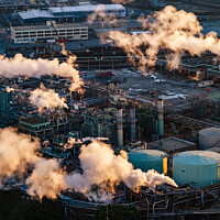 Buy canvas prints of Aerial view of Industrial coastal Petrochemical refinery by Spotmatik 