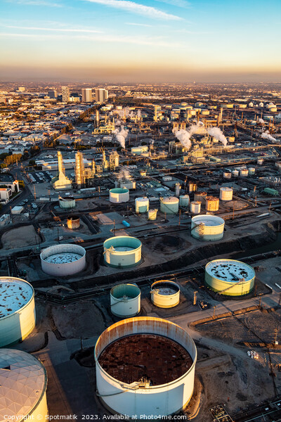Aerial of Petrochemical Industrial storage facility California  Picture Board by Spotmatik 