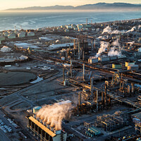 Buy canvas prints of Aerial of Industrial Pacific coastal oil refinery California by Spotmatik 