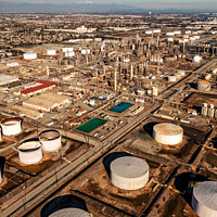 Buy canvas prints of Aerial view of Industrial petrochemical plant Los Angeles  by Spotmatik 