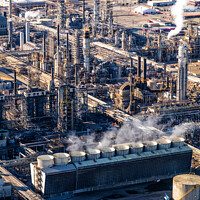Buy canvas prints of Aerial view of petrochemical production plant Los Angeles  by Spotmatik 