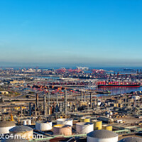 Buy canvas prints of Panorama aerial view refinery oil storage Los Angeles  by Spotmatik 