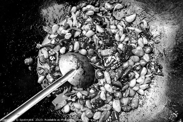 Balinese spices chilies cooking in traditional wok Indonesia  Picture Board by Spotmatik 