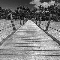 Buy canvas prints of Bora Bora wooden walkway over tropical Aquamarine lagoon  by Spotmatik 
