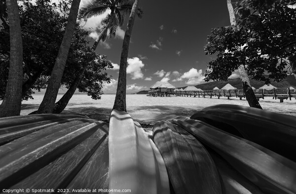 Bora Bora canoes Overwater Bungalows luxury resort Polynesia Picture Board by Spotmatik 
