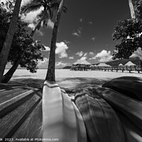 Buy canvas prints of Bora Bora canoes Overwater Bungalows luxury resort Polynesia by Spotmatik 