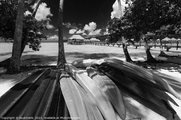 Bora Bora canoe boats Overwater Bungalows luxury resort  Picture Board by Spotmatik 