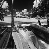 Buy canvas prints of Bora Bora canoe boats Overwater Bungalows luxury resort  by Spotmatik 