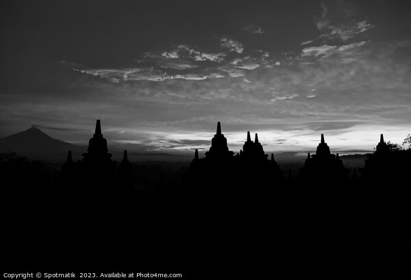 Silhouette Borobudur Landmark monument temple to Hinduism Java Picture Board by Spotmatik 