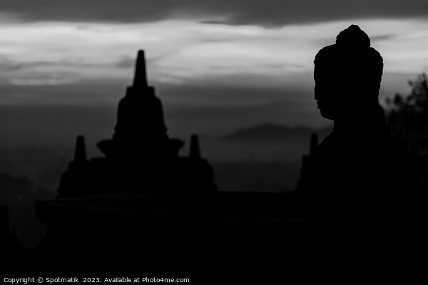 Silhouette at sunrise of Borobudur religious temple Indonesia  Picture Board by Spotmatik 
